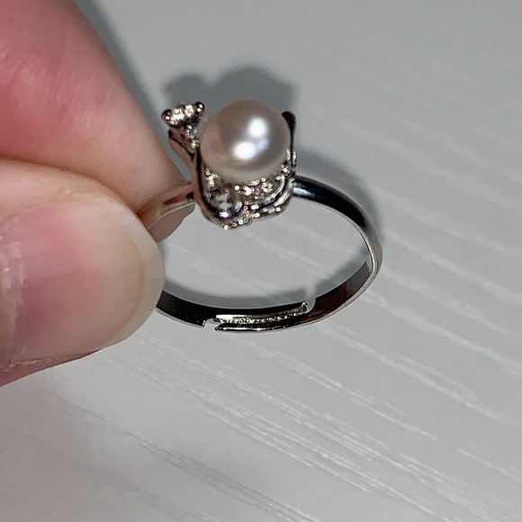 Faux Pearl and CZ SLP ring, size 7, Sizeable - Picture 5 of 12